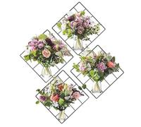 UKCOCO 4 Pièces Stickers Muraux à Fleurs en Pvc Autocollants Décoratifs Repositionnables pour Mur et Carrelage, pour Salon et Chambre, Style Créatif et Unique