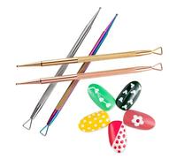 UKCOCO 4 pièces Stylo Ongles Dotting Pen Acier Inoxydable Double-embout avec Pousse-cuticules Dissolvant Vernis Gel Rapide Manucure Pédicure à Domicile et Salon Couleurs Or Argent Rose