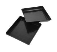 UKCOCO 4 Pièces Support De Fond De Pot De Jardin Pots De Fleurs Carrés Plateau De Pot Plantez De La Soucoupe Plateaux pour Pots De Fleurs Rectangulaires Bacs à Plantes Drain Noir