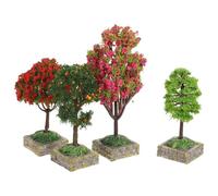 UKCOCO 4pcs Arbres De Paysage Miniatures avec Une Maison De Poupée De Base Faux Arbres Mini Diorama Modèle Arbre en Plastique Micro-Paysage Arbres pour Les Matériaux D'architecture De