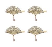 UKCOCO 4pcs Barrettes Perle D'éventail Vintage, Accessoires pour Cheveux Élégants en Perles, Tenue pour Fête de Noël