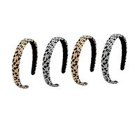 UKCOCO 4pièces Bandeaux Larges Léopard Tissu Doux Accessoires Coiffure Pour Femmes Serre-tête Confortable Pour Maquillage Et Visage Maintien Pratique Et Charme Enhançant