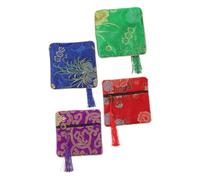 UKCOCO 4pièces Pochette De Rangement Brodée Lot de Multi-Usage pour Bijoux Et Bonbons Légère Et Compacte avec Doublure Renforcée Couleurs Assorties Rouge Bleu Vert