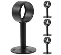 UKCOCO 4pièces Support de Tringle Rideaux Acier Inoxydable Noir Base Rond Rondelle Plafond pour Barre Rideaux Armoire avec Vis Inclus
