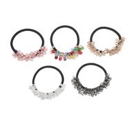 UKCOCO 5 Pièces Élastiques à cheveux en cristal brillants pour femmes Accessoires colorés pour queue de cheval Bracelets tressés Corde de cheveux avec strass Bandeaux élégants