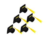 UKCOCO 5 Pièces Mini-Chapeaux De Doctorat Couvertures De Bouteilles De Doctorat à Pompon Jaune