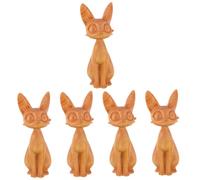 UKCOCO 5 Pièces Ornements de Chaton sculpté en Bois Chat en Bois Figurine de Chat sculpté en Bois décor de Chat modèle de Chat Exquis décor de Petit Chat Statuette en Forme d'animal