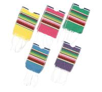 UKCOCO 5Pcs Ponchos à Bière en Coton à Motifs Arc-en-Ciel pour Bouteilles, Décoration de Fête Mexicaine, pour Anniversaires et Réunions Familiales