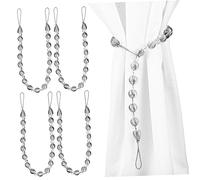 UKCOCO 6 pièces Attaches de Rideaux Perles Acryliques Lot de Émbrases Décoratives pour Fenêtres Design Élégant Argenté pour Chambre et Salon