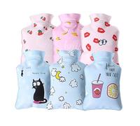 UKCOCO 6 Pièces Bouillotte PVC Mini à Remplir, Chauffe-mains Adorable | Petit Format Portable, Couverture Protectrice Incluse, Usage Hiver et Fêtes, pour Amis et Pères
