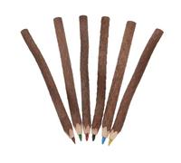 UKCOCO 6 pièces Crayons de Couleur Bois Naturel Crayons Verts Jaunes Rouges Bleus Bruns et Noirs pour Garçon Fille et Adultes pour Dessin Esquisse et Décoration Fête Forêt