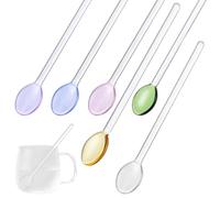 UKCOCO 6 pièces Cuillères Verre à Long Manche pour Café et Boissons Cuillères à Mélanger Résistantes Aux Taches pour Thé Glacé et Cocktails Assortiment Coloré Vert Bleu Rose Or