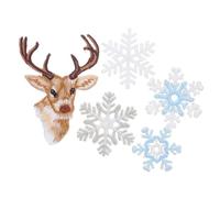 UKCOCO 6 Pièces Écussons Brodés Flocons de Dorés Thermocollants Patches DIY Cerf et Flocons pour Décoration Vêtements Accessoires Hiver Fêtes