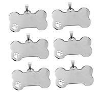 UKCOCO 6 pièces Étiquettes Chien Acier Inoxydable Forme Os Creux avec Patte Durables et Stylées pour Collier Médailles Vierges Personnalisables
