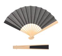 UKCOCO 6 Pièces Eventail Pliant Chinois Mini, Éventail à Main Noir 6 Pouces, Bambou et Tissu, Compact et Pliable, pour Danse et Séance Photo