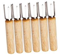 UKCOCO 6 Pièces Fourches à Réutilisables Acier Inoxydable Poignée Ergonomique Antidérapante Ustensiles de Cuisine Compacts pour Barbecue Camping et Pique