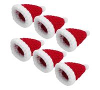 UKCOCO 6 Pièces Mini Knitted Christmas Doll Hats With Pompons Handcrafted Santa Caps For Festive Tree Ornaments Wine Bottle Toppers And Doll Crafts