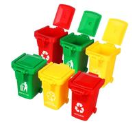 UKCOCO 6 pièces Poubelle Miniature pour Garçon Fille Jeu de Classification des Déchets avec Roues et Couvercles Colorés Apprentissage pour Garçons et Filles