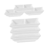 UKCOCO 6 pièces Set de Assiettes Céramique Blanche Compartiments Bols pour Sauce et Assaisonnement Petits Plats à Trempette pour Apéritif et Collation Polyvalente pour Maison et