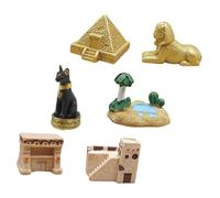 UKCOCO 6 pièces Set de Figurines Miniatures Égypte Ancienne Modèles Pyramide Sphinx et Désert pour Décoration de Bureau et Collection