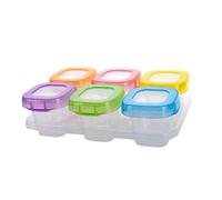 UKCOCO 6Pièces Cubes de Congélation pour Lot de Pots de Stockage Alimentaire Sans avec Bague Étanchéité Contenants de Congélateur Multicolores pour Alimentation Infantile