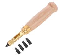 UKCOCO 6pièces Perforateur à Vis Ajustable pour Cuir et Papier Outil de Reliure avec Manche Bois et Embouts Laiton Diamètres à Perforatrice pour Artisanat et Scrapbooking