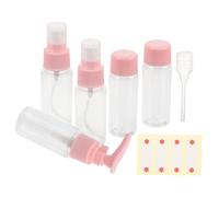 UKCOCO 7 pièces Set de Flacons de Voyage Étanches Plastique Souple pour Shampooing Lotion et Cosmétiques Rechargeables Design Transparent Nacré Kit Portable pour Trousse de Toilette
