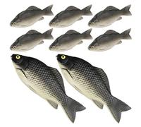 UKCOCO 8 Pièces de Figurines de Poissons Artificiels Réalistes en Écume Noire, Décor Léger pour Espace de Travail ou Restaurant, Modèle Mini de Poisson
