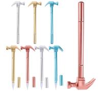 UKCOCO 8 pièces Lot de Stylos Gel Forme de Marteau Pointe Fine Encre Lisse pour Étudiants Papeterie Bureau Couleurs Rouge Argent Or Bleu Test Écriture