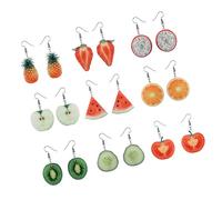 UKCOCO 9 paires Boucles Oreilles Pendantes Fruitées Créatives pour Femmes Variées Design Frais et Éclatant Bijoux Légers et Amusants pour Tenue Élégante