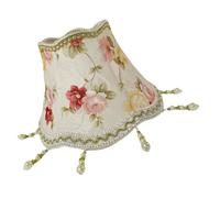 UKCOCO Abat-jour En Tissu Floral E27, Couverture De Lampe De Chevet Rose Motif Pivoine, Style Vintage Européen, Décoration Perles, Pour Chambre Et Salon, Remplacement Léger Et Solide