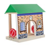 UKCOCO Accessoire Bois Gare Train Éducatif Garçon Fille Modèle Station Compatible Circuit Garçon Fille