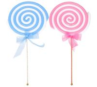 UKCOCO Accessoires Photo Sucette, Lot de 2 Grandes Fausses Sucettes Décoratives en Mousse Bleu et Rouge, Décoration de Bonbons pour Fête Foraine et Accessoires Photomaton