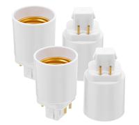 UKCOCO Adaptateur LED G24 vers E27 Convertisseur D'ampoule 4 Pièces, Profil Court 4 Broches, Résistance la Chaleur, Compatible Lampes de Bureau et Maison, Installation Facile