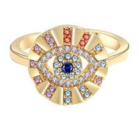 UKCOCO Anneau Ouvert Œil du Mal en Cuivre Ajustable pour Femmes, Bague Délicate Or Design Chic pour Soirées Élégantes