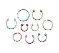 UKCOCO Anneaux De Nez Et Piercing Oreille En Acier Inoxydable, Ensemble 9 Pièces Colorées, Bijoux De Corps Polyvalents Pour Femmes, Manchettes Nasales Et Clous à Usage Quotidien