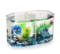 UKCOCO Aquarium de Bureau de Miniature: Petit Aquarium Betta avec Cloison Amovible pour Betta, Poisson Rouge - pour Enfants Débutants