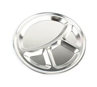 UKCOCO Assiette Compartimentée Acier Inoxydable Plateau Ronde Compartiments Sécurisée pour Garçon Fille et Restaurant Plateau de Service Polyvalent pour Pique et Salle à Manger