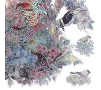 UKCOCO Autocollants Holographiques Fleurs et Oiseaux 100 Pcs Accessoires de Journal DIY Matériel Autocollant Décoratif pour Scrapbooking Album Photo et Carnet de Notes Motifs Colorés