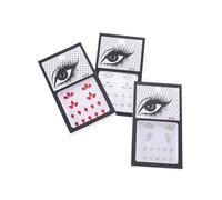 UKCOCO Autocollants Visage Strass Précieux 3 Sets Décorations Auto-adhésives Yeux Bleus Nacrés et Rouges, Bijoux Visage Fête Femme, Maquillage Festival Corps et Ongles
