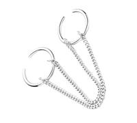 UKCOCO Bague à Deux Doigts En Alliage Argenté Réglable Style Punk Chaîne Unisexe Pour Tenue Décontractée Mode Été Ouverte Taille Unique