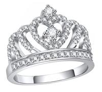 UKCOCO Bague Couronne Créative pour Femmes, Alliage Métallique Argenté, Taille 7, Bague Décorative Élégante Présent Anniversaire et Usage Quotidien