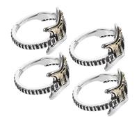 UKCOCO Bague De Guitare Électrique Ouverte En Alliage De Zinc Réglable, Lot De 4 Bagues Punk Gothiques Pour Hommes, Bijoux Vintage Style Rock, Taille Ajustable Pour Doigt, Accessoire Mode Homme