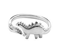 UKCOCO Bague Dinosaure en Alliage Argenté Ancien Anneau D’Ouverture Réglable Bijou Mode pour Doigt Accessoire Créatif Unisexe Présent Anniversaire Style Animalier Unique