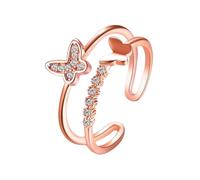 UKCOCO Bague Femme Réglable Rose Double avec Anneau Simple Créatif pour Décoration de Doigt