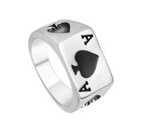 UKCOCO Bague Homme Acier Titane Créative Punk As de Pique Taille 9 Accessoire Doigt Masculin Bijoux pour Usage Quotidien