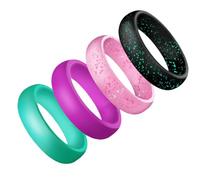 UKCOCO Bague Simple en Silicone pour Femmes, Lot de 4 Pièces, Design Pailleté, Confortable, Anti-transpiration, Sport Activités Couleur Aléatoire
