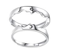 UKCOCO Bague Soleil Lune Couple Réglable Anneau Ouvert Homme Femme Bijoux Élégants Romantique