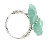 UKCOCO Bague Trèfle à Quatre Feuilles en Cristal Naturel Argentée pour Femme - Bijou Artisanal Léger et Délicat - Présent Saint-Valentin Chance et Amour - Taille Unique Élégante