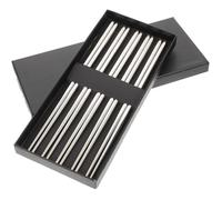 UKCOCO Baguettes en Acier Inoxydable 304 Antidérapantes Lot de 5 Paires Forme Carrée Gravée Coffret Présent Motifs Vaisselle Portable pour Repas Asiatique et Extérieur